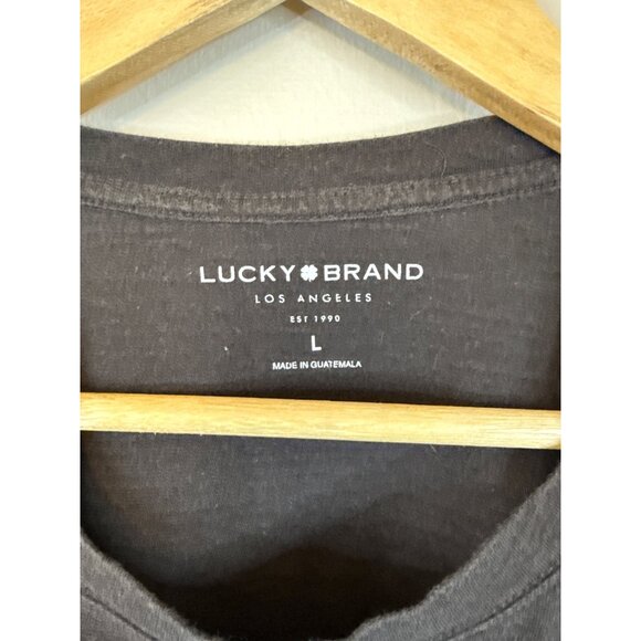 Lucky Brand Womens Graphic Tee "El Lay" Print Black Cotton Blend Size L - Picture 3 of 13